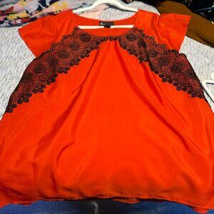 Lane Bryant Red with Black Lace Blouse! Size 22/24